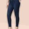 Women's 3-Button High Rise Skinny Jeans | Stretchable Denim | Dark Blue | Daily Casual Wear | Ankle Length