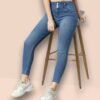 V35WDSKFS06_30 Women's 3-Button High Rise Skinny Jeans | Stretchable Denim | Medium Blue | Daily Casual Wear | Ankle Length