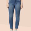 V35WDSKFS06 Women's 3-Button High Rise Skinny Jeans | Stretchable Denim | Medium Blue | Daily Casual Wear | Ankle Length