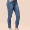 V35WDSKFS06_36 Women's 3-Button High Rise Skinny Jeans | Stretchable Denim | Medium Blue | Daily Casual Wear | Ankle Length
