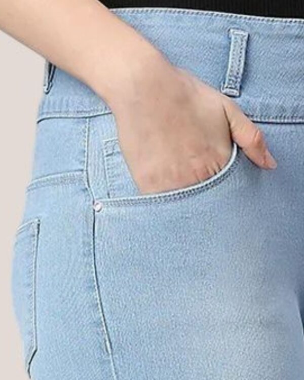 V35WDSKFS07 Women's 3-Button High Rise Skinny Jeans | Stretchable Denim | Light Blue | Daily Casual Wear | Ankle Length