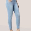 V35WDSKFS07_36 Women's 3-Button High Rise Skinny Jeans | Stretchable Denim | Light Blue | Daily Casual Wear | Ankle Length