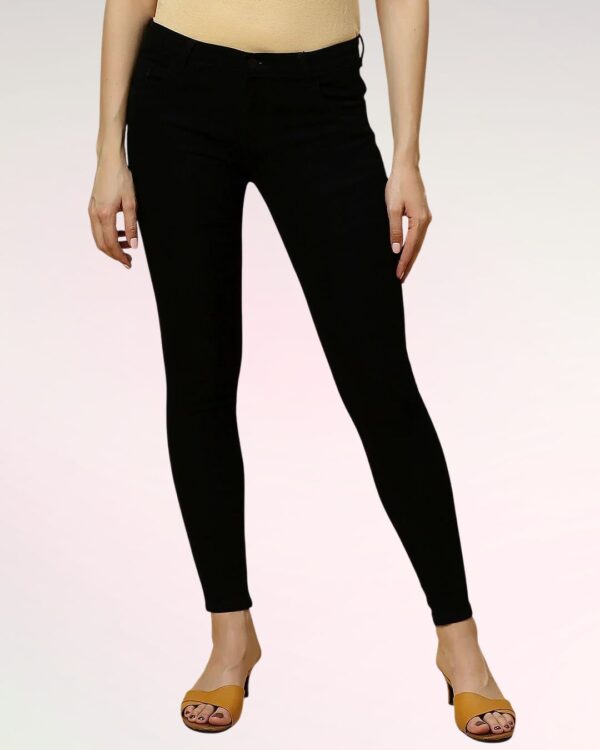 14 Women's Mid Rise Skinny Fit Jeans | Stretchable Denim | Jet Black | Daily Casual Wear | Ankle Length