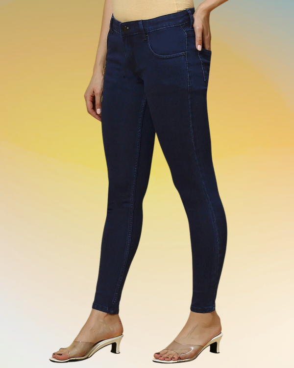 Women’s Dark Blue Low Rise Skinny Fit Stretchable Denim Jeans | Everyday Comfort Slim Fit Jeggings Style