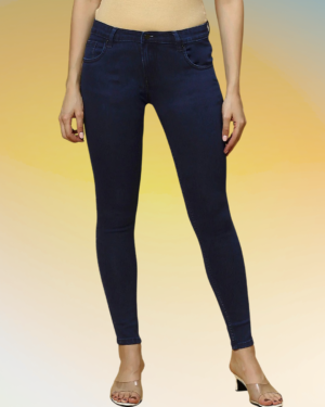 Women’s Dark Blue Low Rise Skinny Fit Stretchable Denim Jeans | Everyday Comfort Slim Fit Jeggings Style