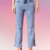 Women’s Light Blue Mid Rise Straight Fit Jeans with Side Stripe | Trendy Casual Denim Pants