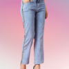 Women’s Light Blue Mid Rise Straight Fit Jeans with Side Stripe | Trendy Casual Denim Pants