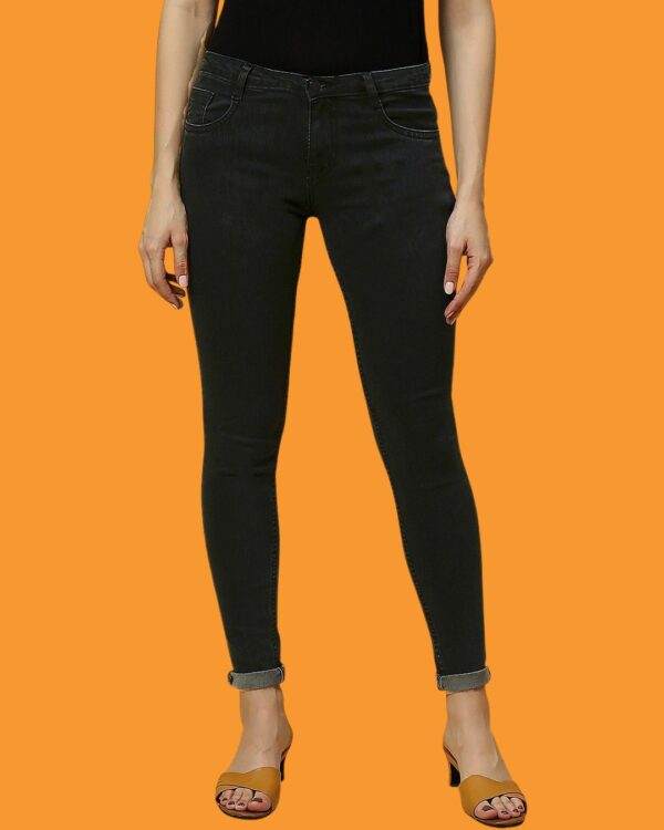 V35WDSKFS22_30 Women’s Dark Green Low Rise Skinny Fit Jeans | Stretchable Slim Fit Denim Pants for Everyday Wear