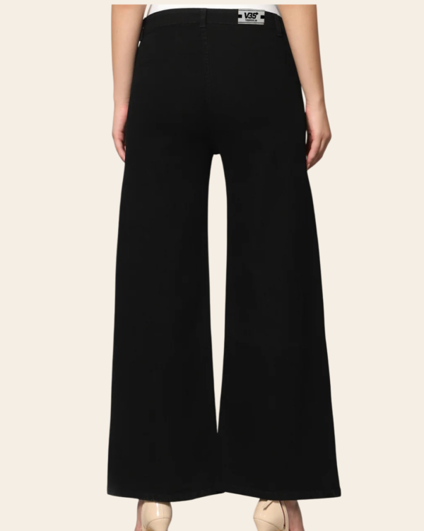Women's High Rise Wide Leg Jeans | Loose Fit Denim | Solid Black | Daily Casual Wear | Trendy Korean Style