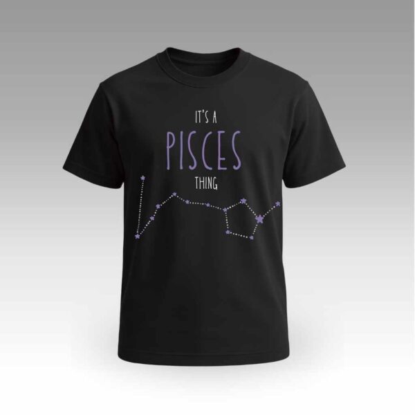 V9UTAG07_Black Black Round Neck | Cotton T-Shirt | Astrology | Daily Wear | Unisex | Pisces |