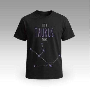 V9UTAG10_Black Black Round Neck | Cotton T-Shirt | Astrology | Daily Wear | Unisex | Taurus |