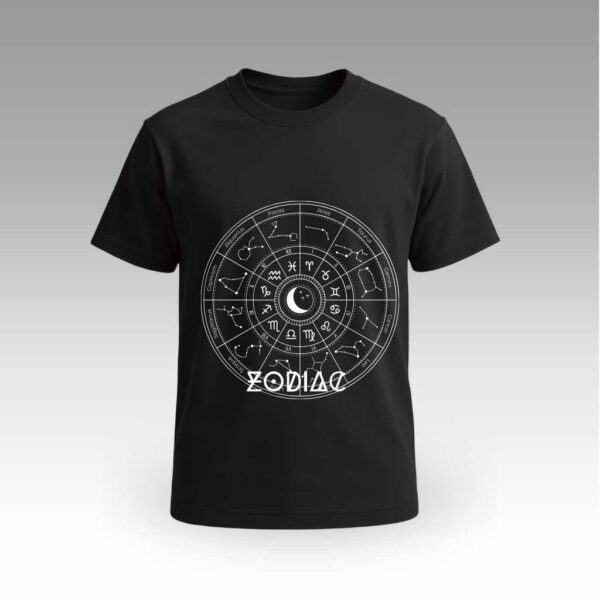 Zodiac Wheel Round Neck | Cotton T-Shirt | Astrology | Daily Wear | Unisex