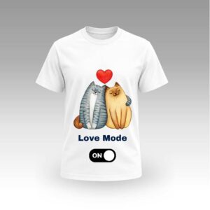 White Love Mode Cats Round Neck | Cotton T-Shirt | Couples | Daily Wear | Unisex