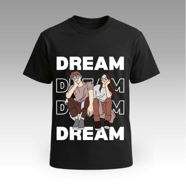 Black Dream Couple Round Neck | Cotton T-Shirt | Couples | Daily Wear | Unisex