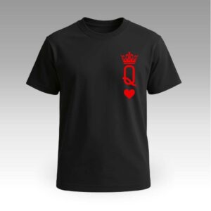Black Queen Heart Round Neck | Cotton T-Shirt | Couples | Daily Wear | Unisex