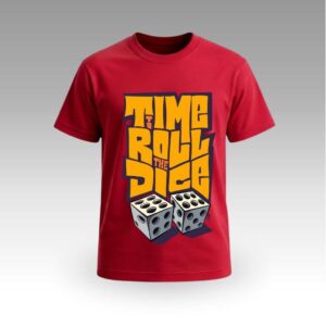 Red Tshirt With Dice Print Round Neck | Cotton T-Shirt | College Vibes | Daily Wear | Unisex