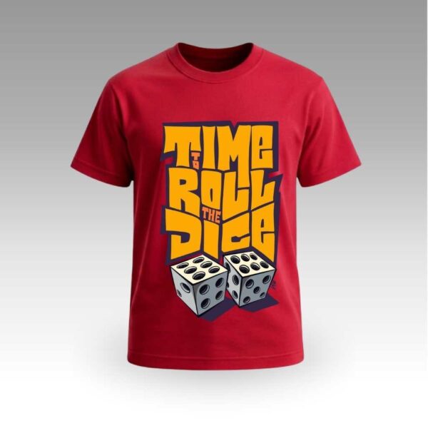 V9UTCV13_Red Red Tshirt With Dice Print Round Neck | Cotton T-Shirt | College Vibes | Daily Wear | Unisex