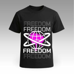 V9UTCV20_black Black Tshirt With Freedom Graphic Print Round Neck | Cotton T-Shirt | College Vibes | Daily Wear | Unisex |