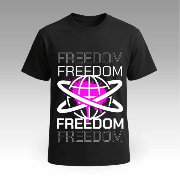 V9UTCV20_black Black Tshirt With Freedom Graphic Print Round Neck | Cotton T-Shirt | College Vibes | Daily Wear | Unisex |