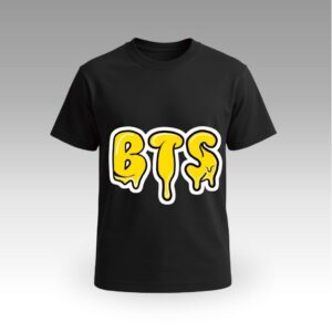 Black BTS Drip Logo Graphic Round Neck | Cotton T-Shirt | Korean Themed | Daily Wear | Unisex