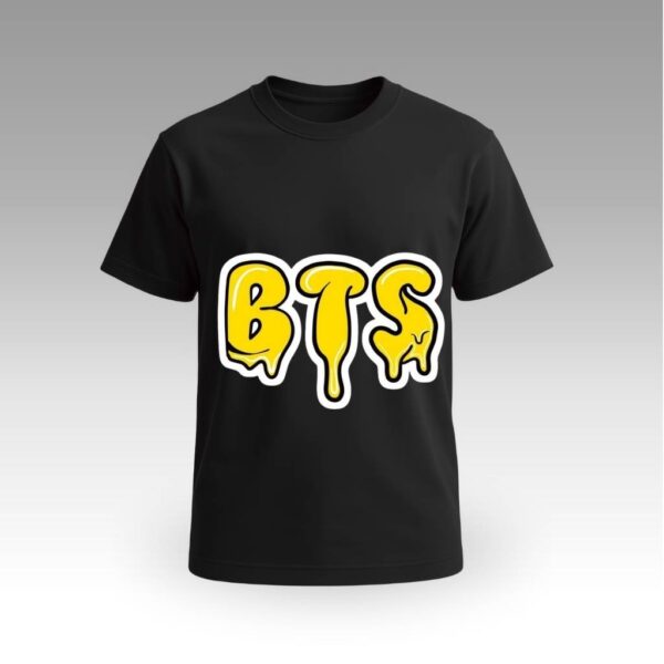 V9UTKT03_Black Black BTS Drip Logo Graphic Round Neck | Cotton T-Shirt | Korean Themed | Daily Wear | Unisex