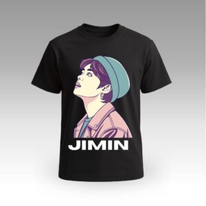 Black Jimin Graphic Round Neck | Cotton T-Shirt | Korean Themed | Daily Wear | Unisex