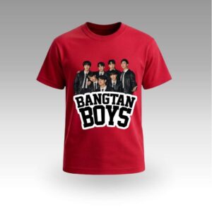 V9UTKT05_Brown Red Bangtan Boys Graphic Round Neck | Cotton T-Shirt | Korean Themed | Daily Wear | Unisex