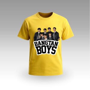 V9UTKT06_Yelllow Bangtan Boys Round Neck | Cotton T-Shirt | Korean Themed | Daily Wear | Unisex