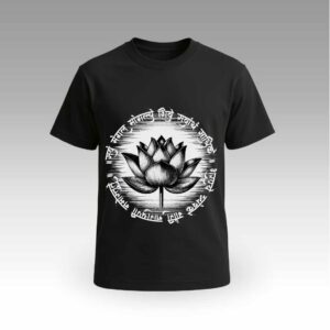 Black Lotus Mantra Round Neck | Cotton T-Shirt | Mythological | Daily Wear | Unisex