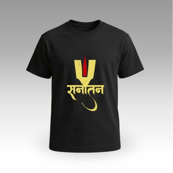 Black Sanatan Round Neck | Cotton T-Shirt | Mythological | Daily Wear | Unisex