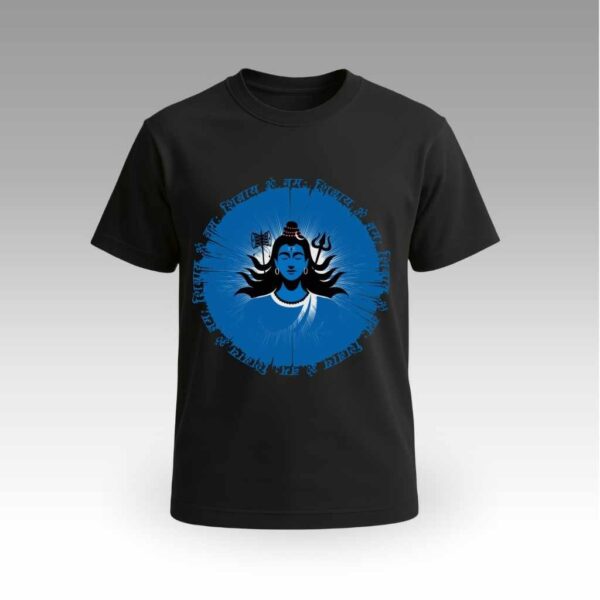 Black Shiva Mantra Round Neck | Cotton T-Shirt | Mythological | Daily Wear | Unisex