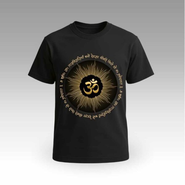 V9UTMY07_Black Black Om Mantra Round Neck | Cotton T-Shirt | Mythological | Daily Wear | Unisex
