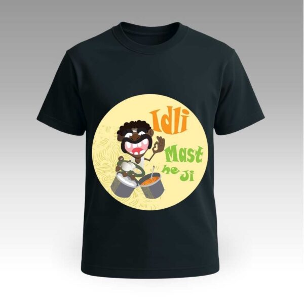 V9UTSI03_Azure Idli Mast He Ji Round Neck | Cotton T-Shirt | South Indian | Daily Wear | Unisex