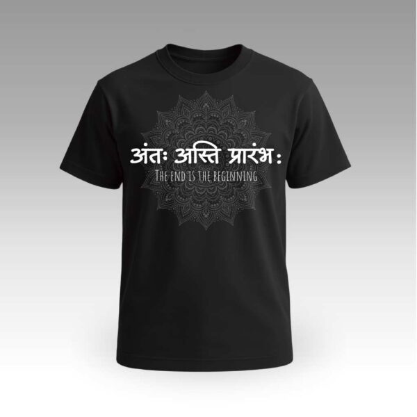V9UTSS02_Black Black Antha Aasti Prarambha Round Neck | Cotton T-Shirt | Mythological | Daily Wear | Unisex