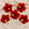 Red Hibiscus Flower Pack of 5 | Festive Floral Accent | Ganpati Decor | Premium Home Styling