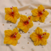 Yellow Hibiscus Flower Pack of 5 | Bright Floral Accent | Ganpati Decor | Festive Home Styling