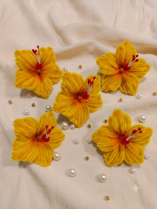 Gemini_Generated_Image_kkpu7okkpu7okkpu Yellow Hibiscus Flower Pack of 5 | Bright Floral Accent | Ganpati Decor | Festive Home Styling