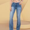 Women’s Bootcut Jeans Mid Waist | Light Blue Stretchable Denim Pants | Flared Bottom Casual Wear for Women & Girls