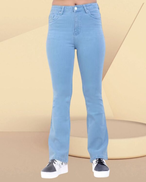 Women’s Bootcut Jeans Mid Waist | Light Blue Stretchable Denim Pants | Flared Bottom Casual Wear for Women & Girls