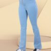Women’s Bootcut Jeans Mid Waist | Light Blue Stretchable Denim Pants | Flared Bottom Casual Wear for Women & Girls