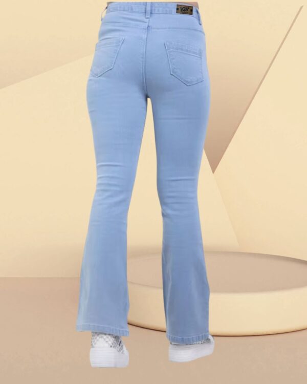 Women’s Bootcut Jeans Mid Waist | Light Blue Stretchable Denim Pants | Flared Bottom Casual Wear for Women & Girls