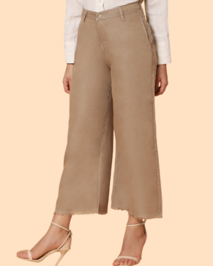 Women High Waist Palazzo Pants | Wide Leg Straight Fit Trousers | Soft Cotton Blend Fabric | Casual & Office Wear | Solid Khaki Palazzo for Women
