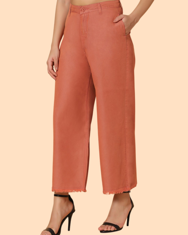 Women High Waist Palazzo Pants | Wide Leg Straight Fit Trousers | Soft Cotton Blend Fabric | Casual & Office Wear | Solid Rust Orange Palazzo for Women