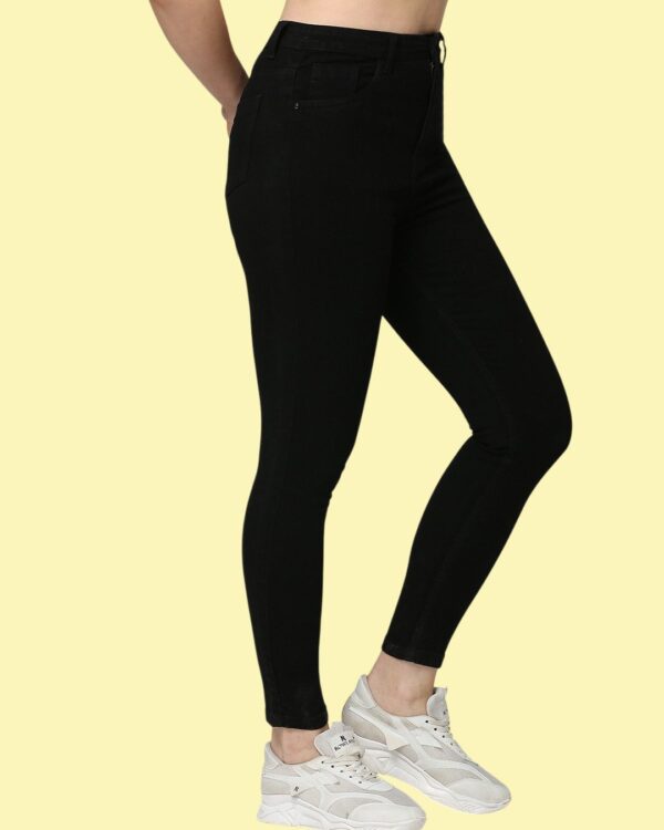 Women’s Skinny Fit High Waist Jeans | Jet Black Stretchable Denim Pants | Slim Fit Casual Wear for Women & Girls