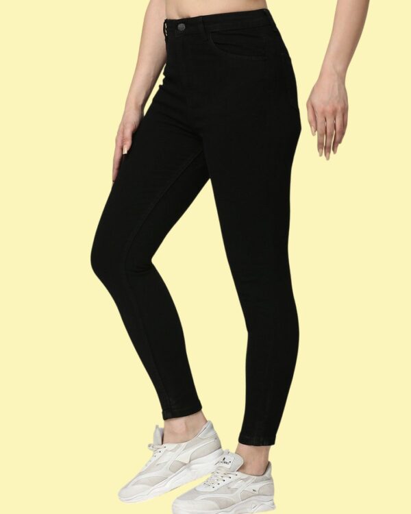 Women’s Skinny Fit High Waist Jeans | Jet Black Stretchable Denim Pants | Slim Fit Casual Wear for Women & Girls