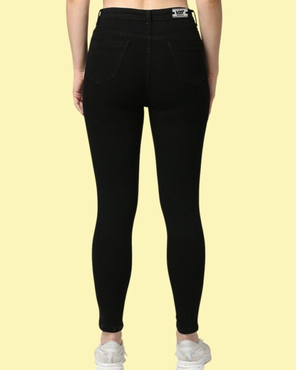 Women’s Skinny Fit High Waist Jeans | Jet Black Stretchable Denim Pants | Slim Fit Casual Wear for Women & Girls