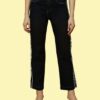 Women’s Straight Fit Jeans with Side Stripe Patti | Rush Brown Denim Pants | Mid Rise Stretchable Casual Wear for Women & Girls