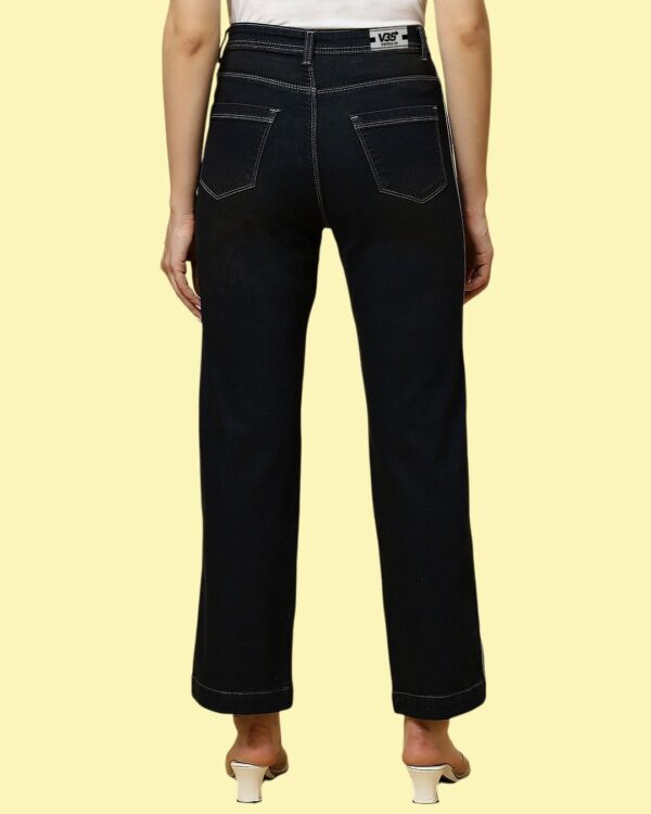 Women’s Straight Fit Jeans with Side Stripe Patti | Rush Brown Denim Pants | Mid Rise Stretchable Casual Wear for Women & Girls