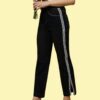 Women’s Straight Fit Jeans with Side Stripe Patti | Rush Brown Denim Pants | Mid Rise Stretchable Casual Wear for Women & Girls