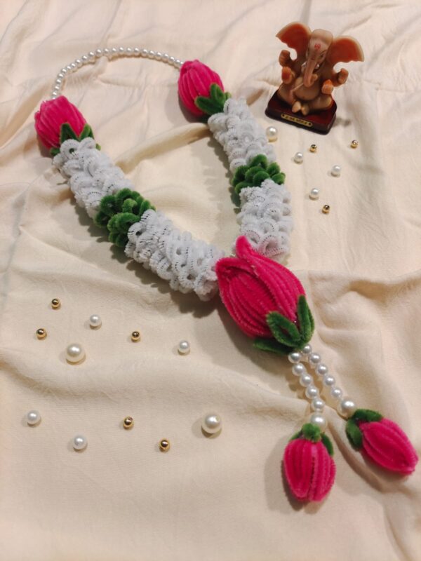 WhatsApp Image 2026-08-14 at 5.59.53 PM Pink Lotus Mogra Pearl Mala | Ganpati Decoration | Premium Quality | Festive Decor | Perfect for All Occasions